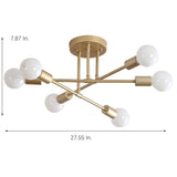 Modern 6 Light Globe Sputnik Semi Flush Mount Ceiling Light Fixture for Living Room Bedroom