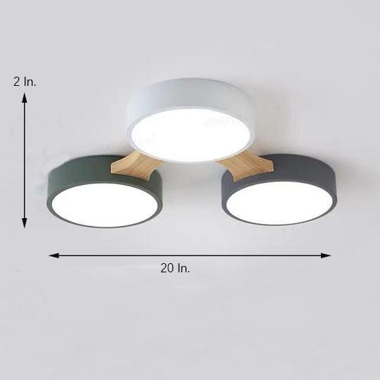 Modern Geometric Wood LED Flush Mount Ceiling Light with Dimmable Circular 5 Light Design