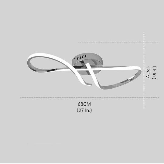 Modern Wavy LED Semi Flush Mount Ceiling Light Dimmable Twisted Spiral Linear Nordic Fixture