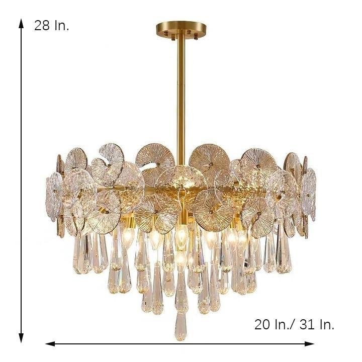 Modern Lantern Crystal Flush Mount Ceiling Light Metal Candelabra LED Fixture