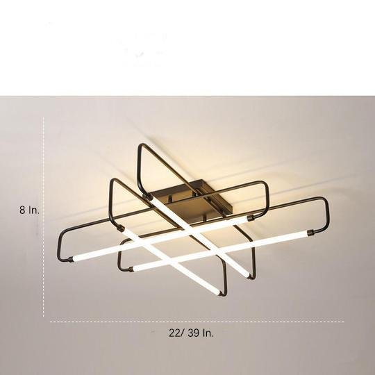 Modern Dimmable LED Geometric Lantern Flush Mount Ceiling Light Fixture for Living Room