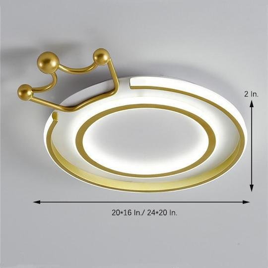 Modern Geometric Crown Circle LED Flush Mount Ceiling Light for Living Room Bedroom