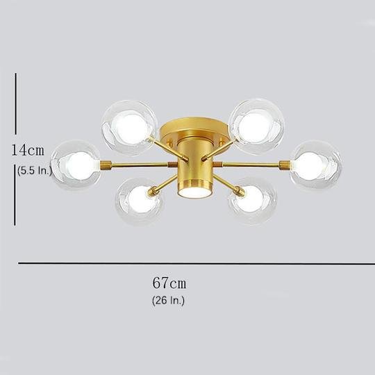 Modern 6 Light Globe Glass Flush Mount Ceiling Light for Bedroom and Living Room