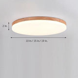 Minimalist Circular Bamboo Wood LED Flush Mount Light with Acrylic Shade