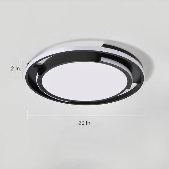 Modern Circular Black Flush Mount LED Ceiling Light Nordic Dimmable Round Fixture 20 Inch