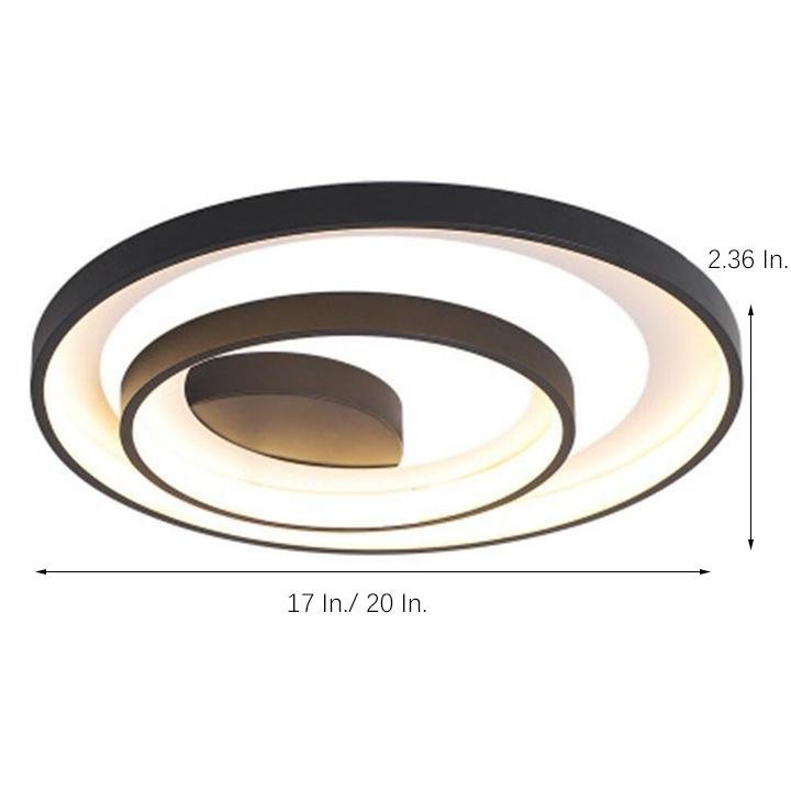 Modern Geometric 2 Ring LED Semi Flush Mount Ceiling Light Fixture for Bedroom and Living Room