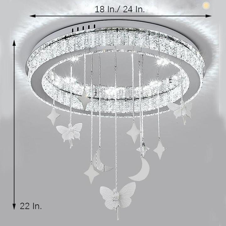 Modern Circular LED Crystal Chandelier Flush Mount Ceiling Light for Luxury Interior Spaces