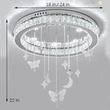 Modern Circular LED Crystal Chandelier Flush Mount Ceiling Light for Luxury Interior Spaces
