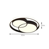 Nordic Three Circle Dimmable LED Ceiling Light Black Flush Mount Fixture for Bedroom