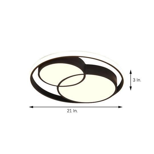 Nordic Three Circle Dimmable LED Ceiling Light Black Flush Mount Fixture for Bedroom