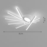 Modern Minimalist White LED Flush Mount Ceiling Light with Linear Oval Stick Design