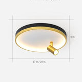 Modern Round LED Flush Mount Ceiling Light with Adjustable Spotlight and Dimmable Remote Control
