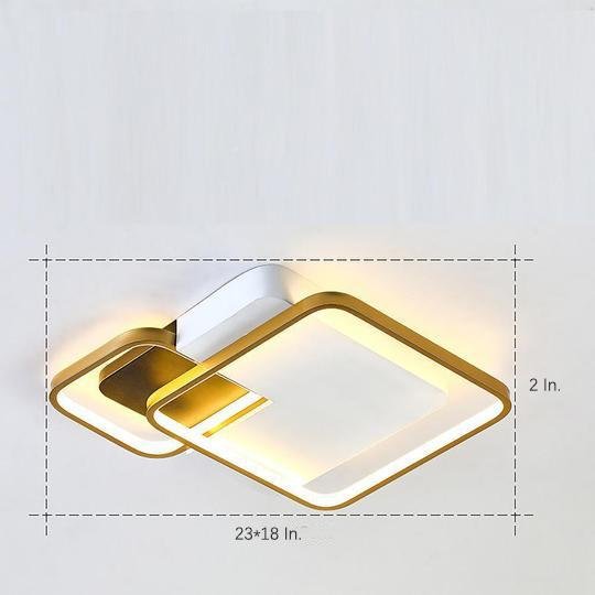 Modern Gold Geometric LED Flush Mount Ceiling Light for Nordic Living Room Decor