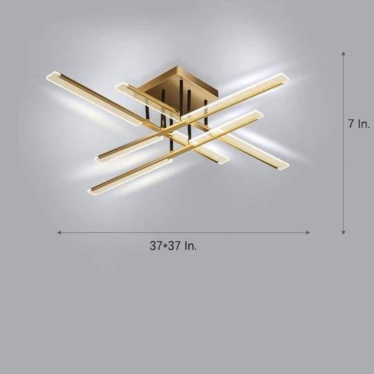 Modern Geometric Rectangular LED Flush Mount Ceiling Light for Living Room and Dining Area