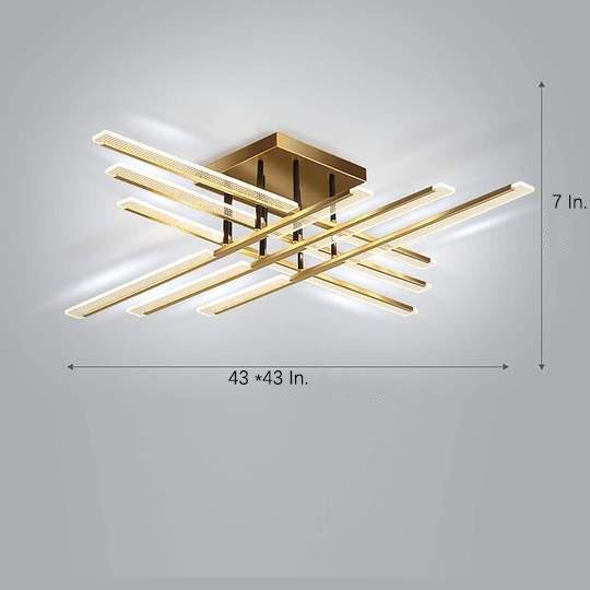Modern Geometric Rectangular LED Flush Mount Ceiling Light for Living Room and Dining Area