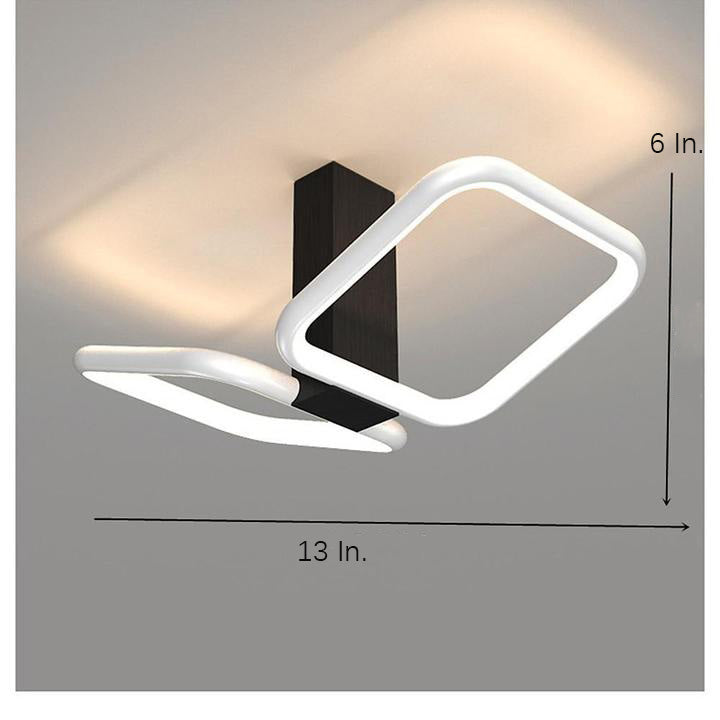 Modern Geometric Square Gold LED Flush Mount Ceiling Lamp for Contemporary Home Interiors