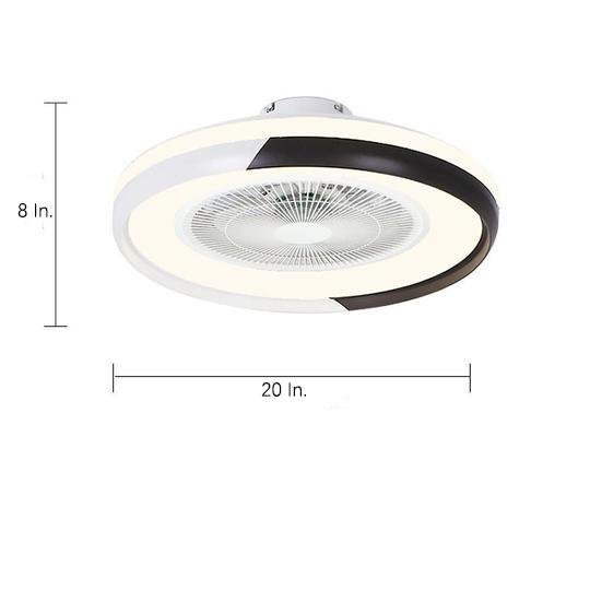 Modern 20 Inch Low Profile Bladeless Ceiling Fan with Dimmable LED Light and Remote Control
