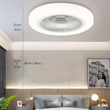 20 Inch Enclosed Bladeless Ceiling Fan with Dimmable LED Light Flush Mount Low Profile Fixture