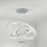 Modern Wave Crystal LED Flush Mount Ceiling Light Stainless Steel Fixture for Dining Room