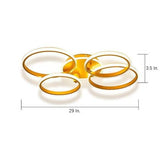 Modern 4 Ring Gold LED Ceiling Light Dimmable Artistic Flush Mount Lighting for Living Room