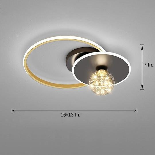 Modern Geometric Circle LED Flush Mount Ceiling Light for Living Room Bedroom Black and Gold Finish