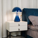 Modern Geometric Metal Table Lamp with Pyramidal Base and Dome Shade for Office and Bedside Reading
