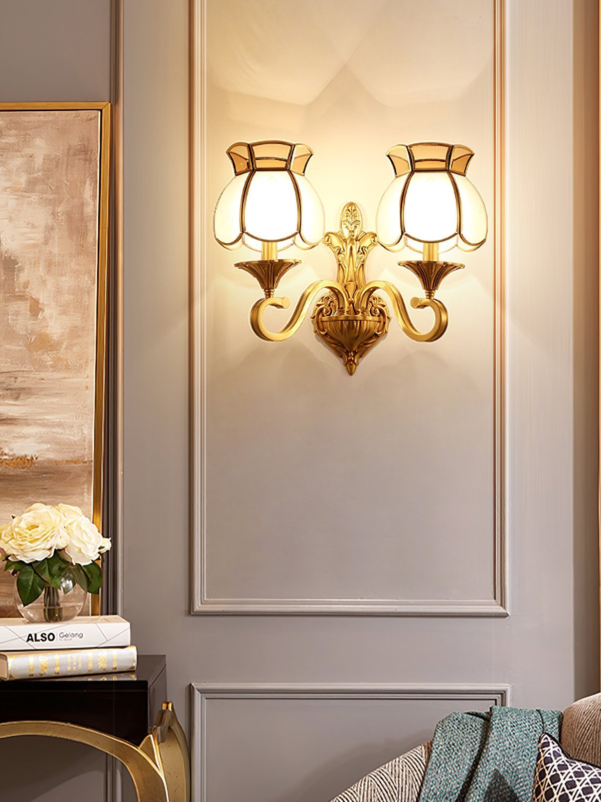 elegant-brass-wall-sconce-with-white-globe-glass-shade-modern-indoor-lighting-fixture