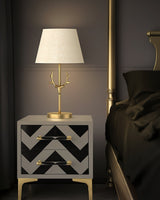 Dalton Antler Inspired Brass Table Lamp with Fabric Shade for Bedside and Living Room Decor