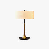 Dana Metal Table Lamp Modern Black and Gold Reading Light with White Fabric Shade