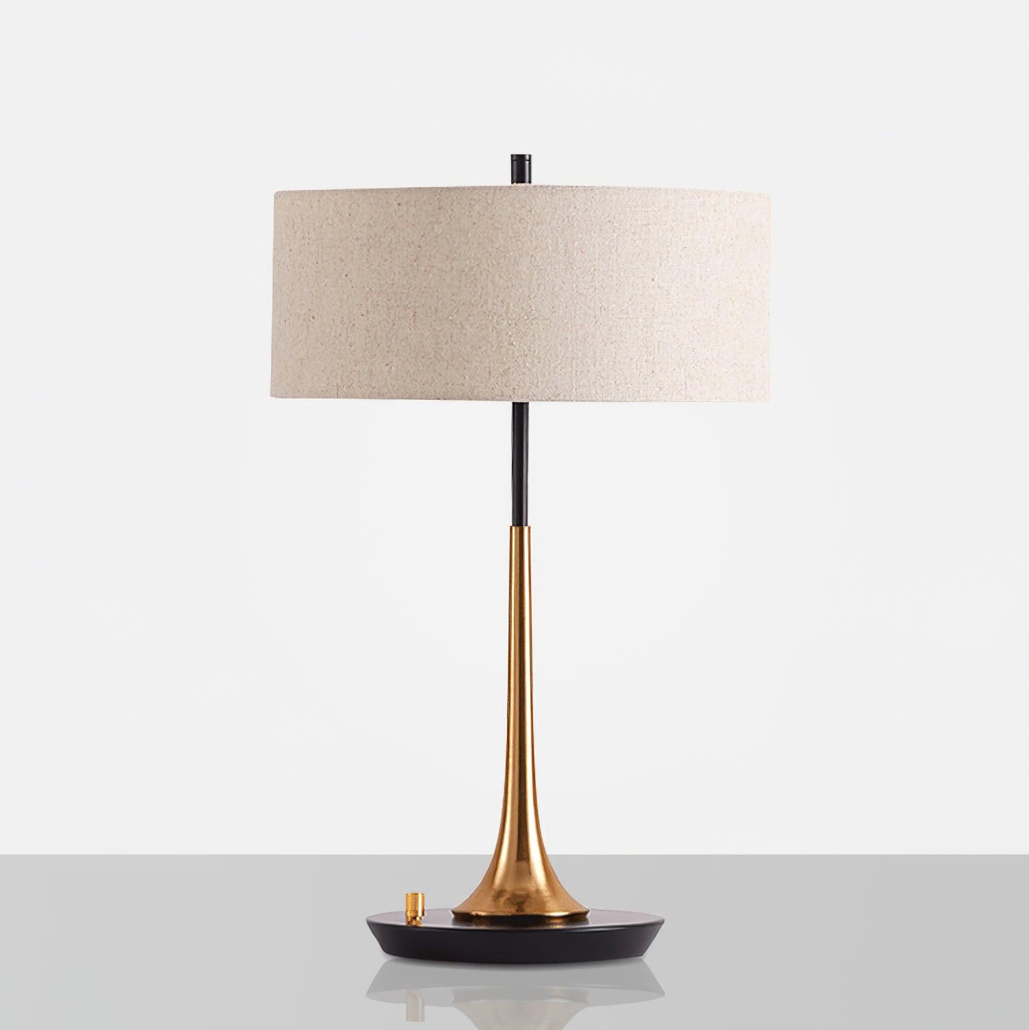 Dana Metal Table Lamp Modern Black and Gold Reading Light with White Fabric Shade