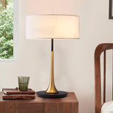 Dana Metal Table Lamp Modern Black and Gold Reading Light with White Fabric Shade