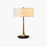 Dana Metal Table Lamp Modern Black and Gold Reading Light with White Fabric Shade