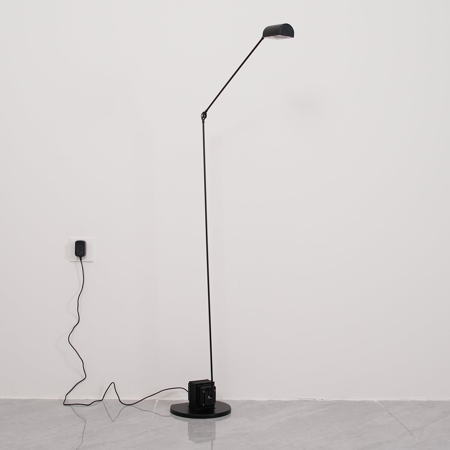 Dynamo Adjustable Arm LED Floor Lamp with Rotating Metal Diffuser and Cylindrical Base Standing Light