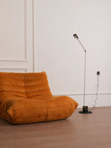 Dynamo Adjustable Arm LED Floor Lamp with Rotating Metal Diffuser and Cylindrical Base Standing Light