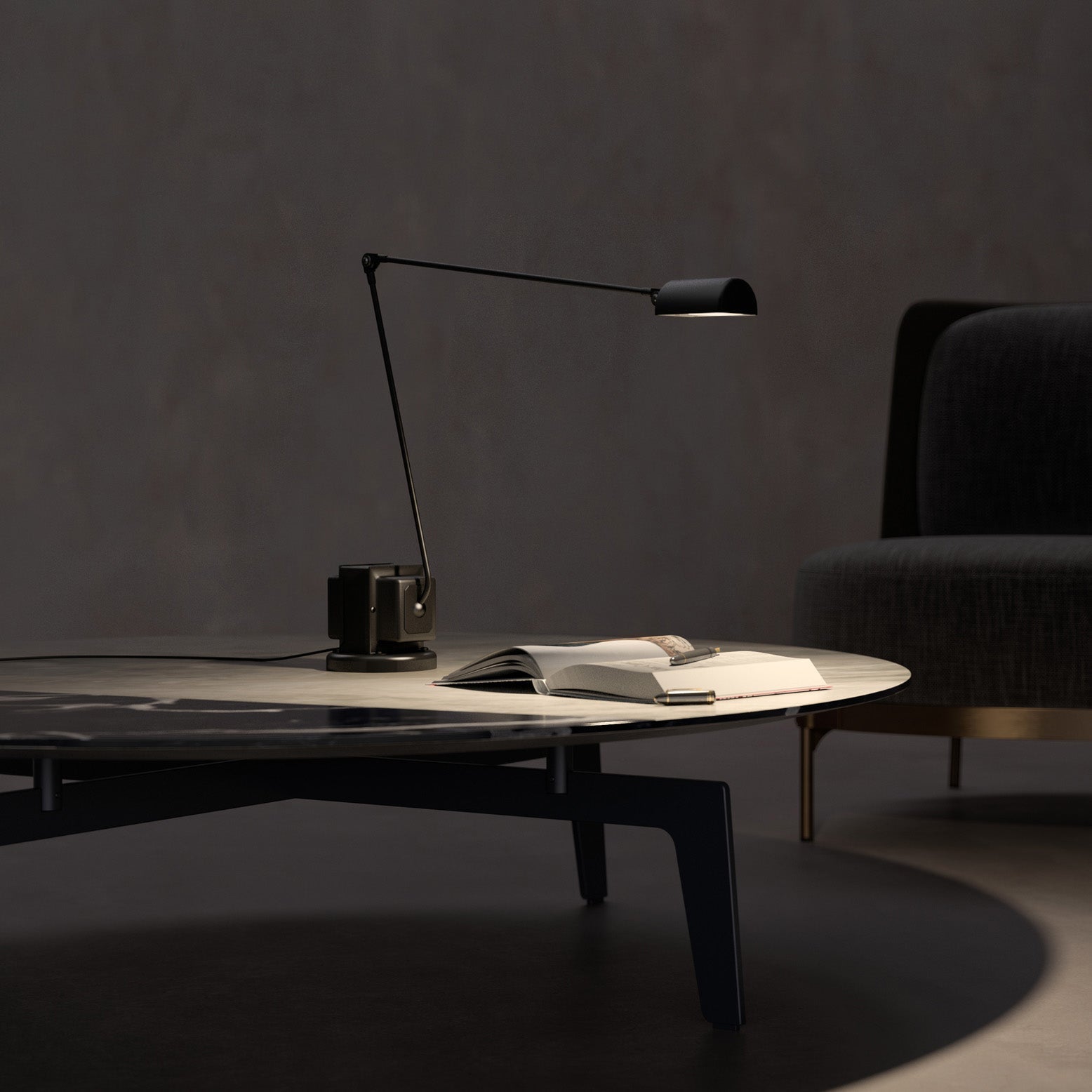 Dynamo Minimalist Adjustable LED Table Lamp Rotating Metal Desk Light for Modern Bedroom Office