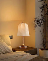 Daphne Accent Table Lamp with Walnut Wood Base and Printed Fabric Shade for Bedrooms