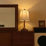 Daphne Accent Table Lamp with Walnut Wood Base and Printed Fabric Shade for Bedrooms