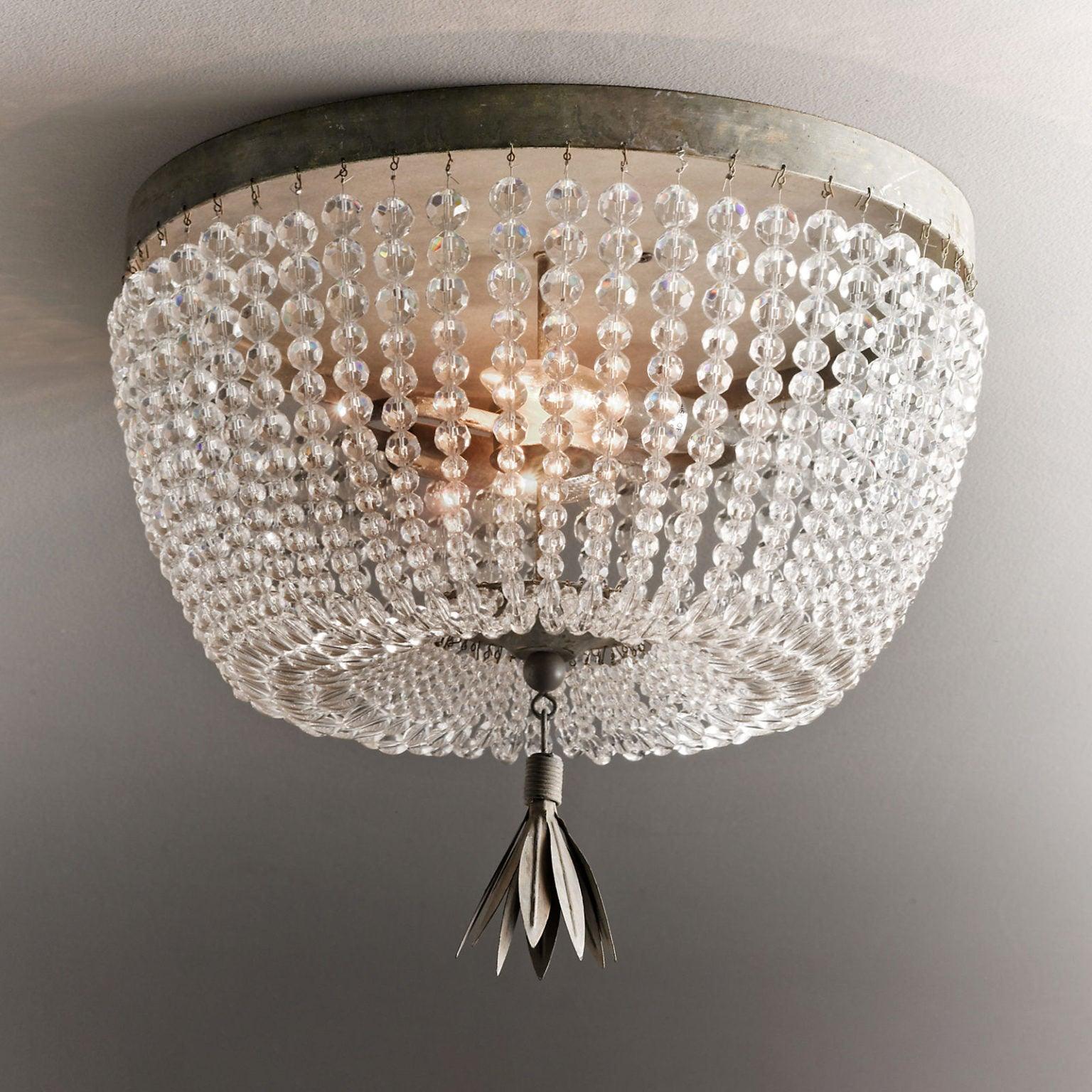 Dauphine Crystal Flush Mount Ceiling Light in Weathered Gray Metal Finish