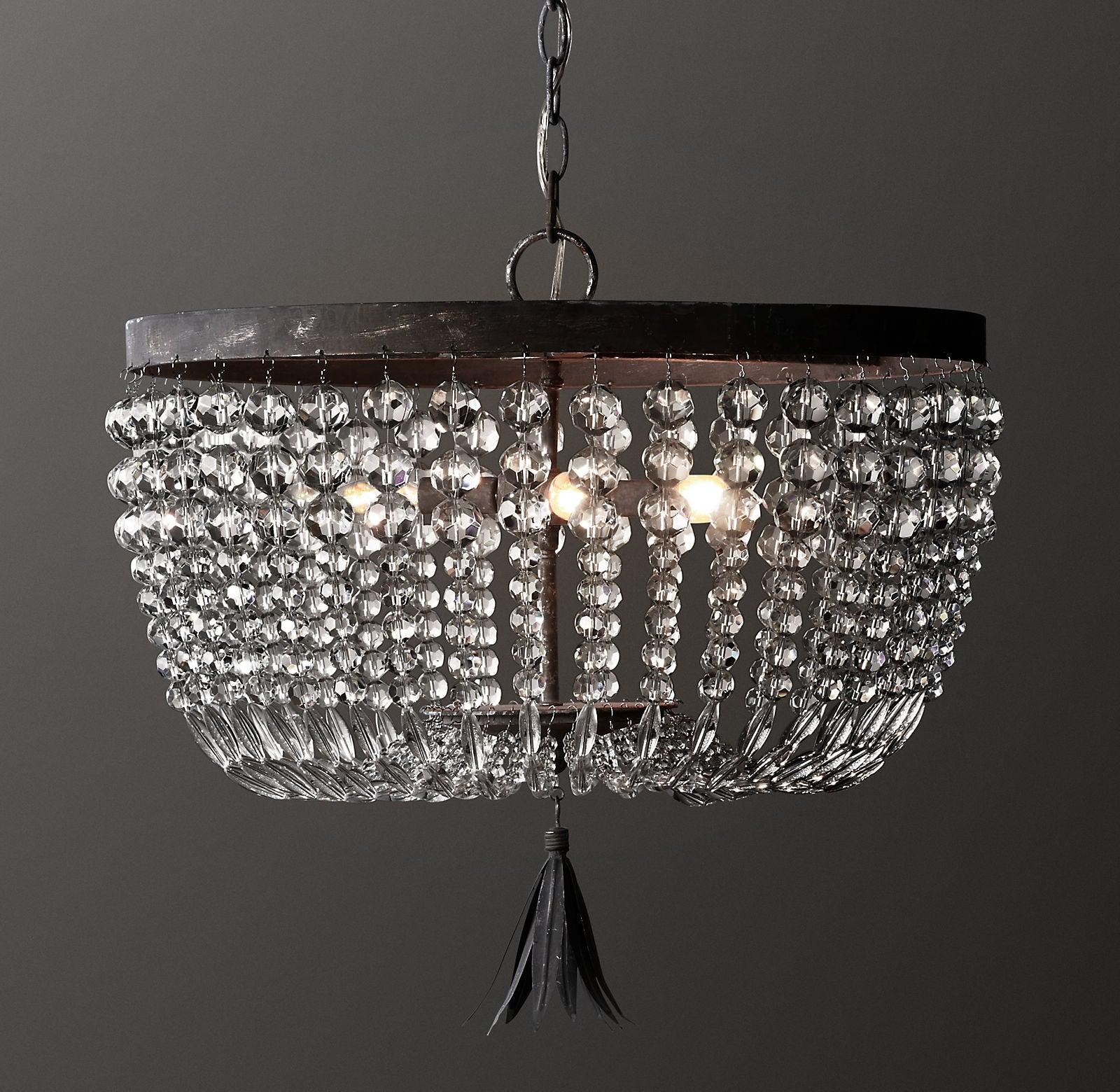 Dauphine Crystal Flush Mount Ceiling Light in Weathered Gray Metal Finish