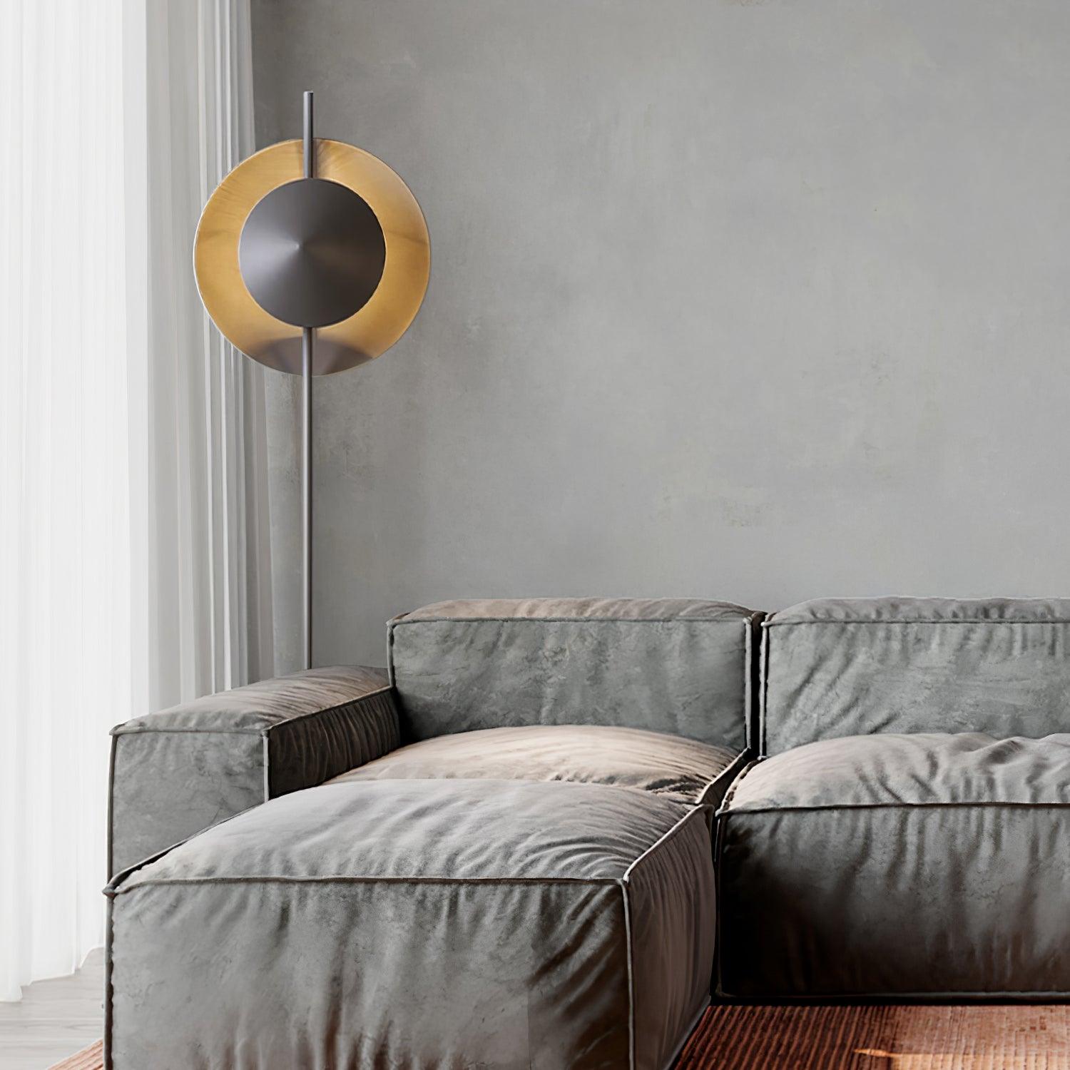 Modern Dawn Geometric Floor Lamp with Layered Lighting and Hand Made Aluminum Base