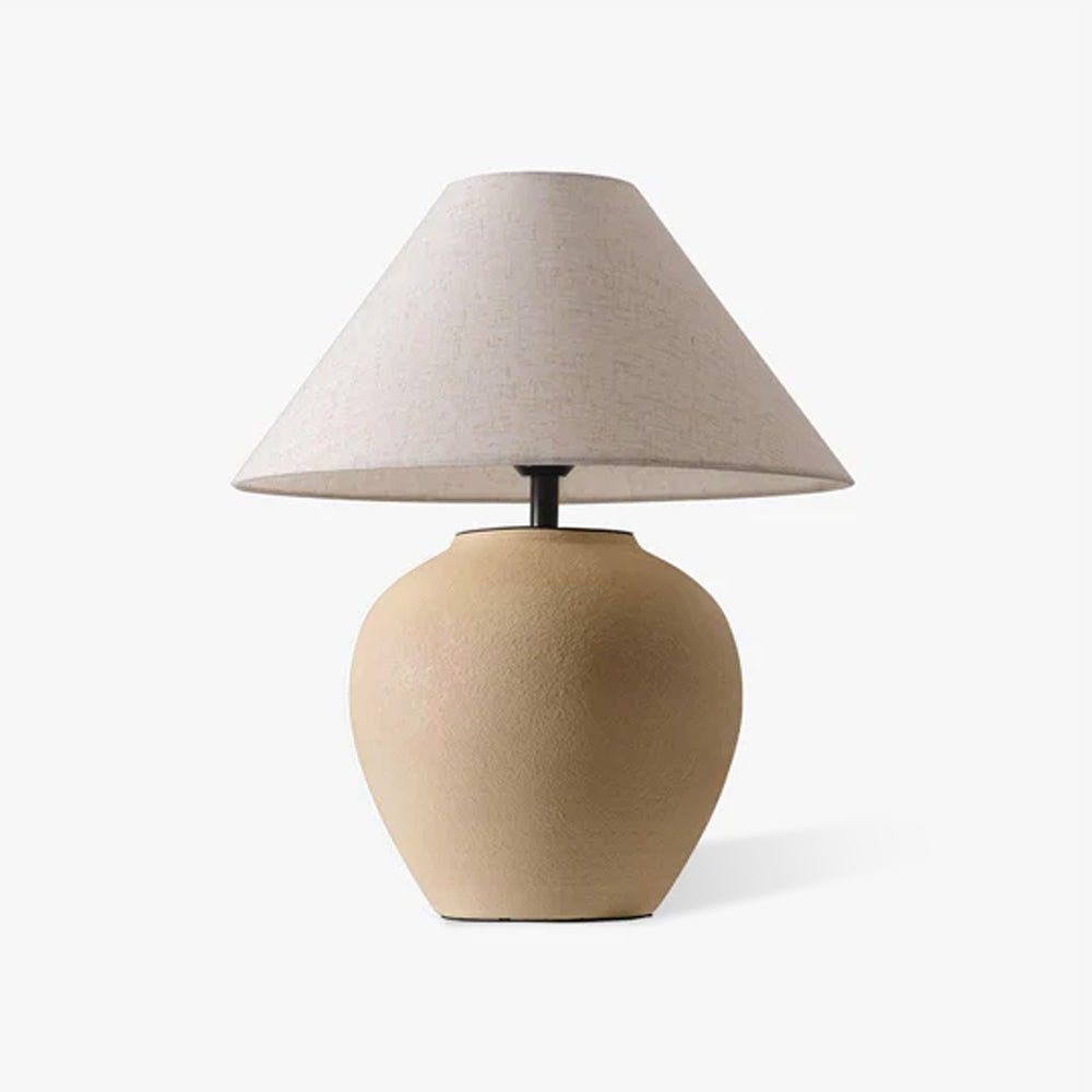 Decker Ceramic Bedside Table Lamp with Pottery Vase Base and Fabric Shade