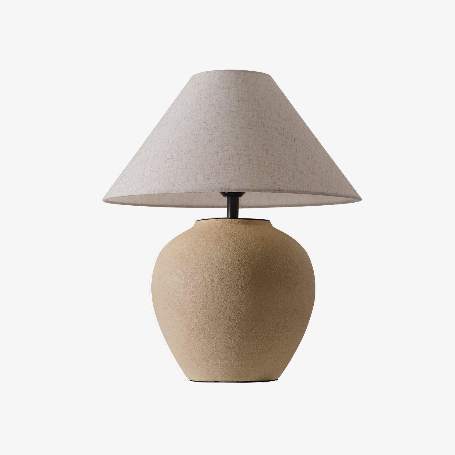 Decker Ceramic Bedside Table Lamp with Pottery Vase Base and Fabric Shade