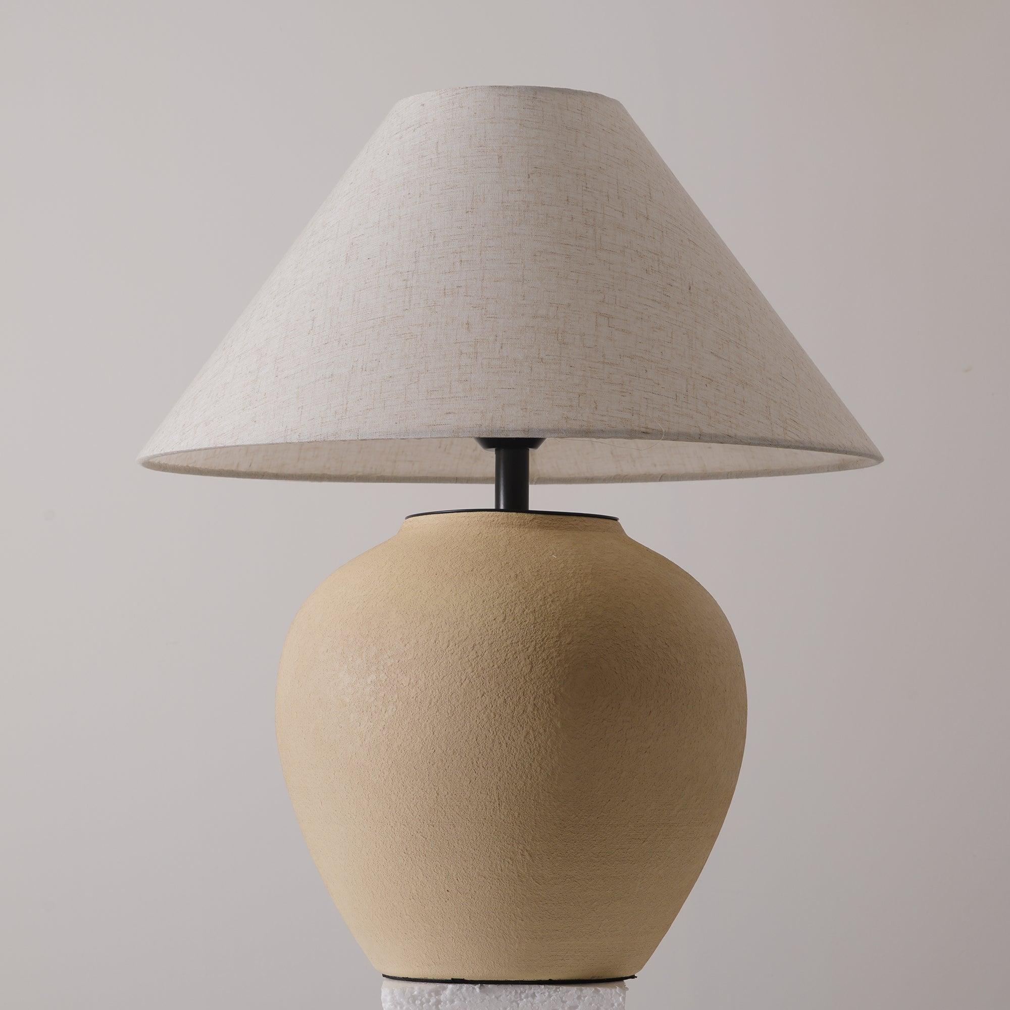 Decker Ceramic Bedside Table Lamp with Pottery Vase Base and Fabric Shade