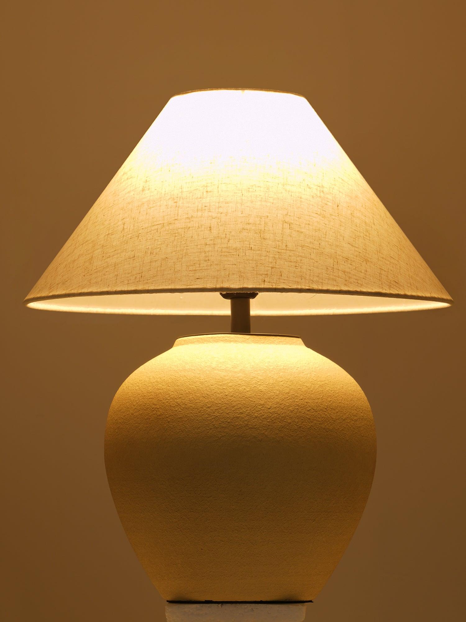 Decker Ceramic Bedside Table Lamp with Pottery Vase Base and Fabric Shade