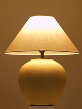 Decker Ceramic Bedside Table Lamp with Pottery Vase Base and Fabric Shade