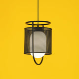modern-industrial-black-cage-pendant-light-with-oval-fiberglass-shade-for-living-room