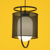 modern-industrial-black-cage-pendant-light-with-oval-fiberglass-shade-for-living-room