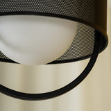 modern-industrial-black-cage-pendant-light-with-oval-fiberglass-shade-for-living-room
