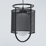 modern-industrial-black-cage-pendant-light-with-oval-fiberglass-shade-for-living-room