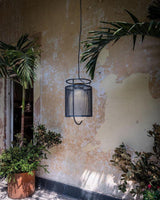 modern-industrial-black-cage-pendant-light-with-oval-fiberglass-shade-for-living-room